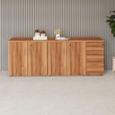 Ver imagem 1 de Armário Balcão 1,96m x 45cm Escritório e Home Office com 4 Portas 2 Gavetas e 1 Gavetão Fichá