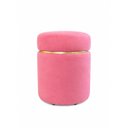 Ver imagem 1 de Kit de Puff com Cinta Superior Dourada em Tecido de Veludo Rosa Antigo - Let Móveis