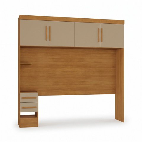 Ponte Aérea Modular Casal com 2 Gavetas 100% MDF Smart Marrom/Cinamomo/Cappucino