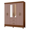 Ver imagem 1 de Guarda Roupa Casal Mobi 06 Portas com Espelho Nogueira Capuccino - Móveis Albatroz