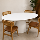 Ver imagem 3 de Mesa de Jantar Oval 180x100cm em Laca Branco - Base Cone Branco