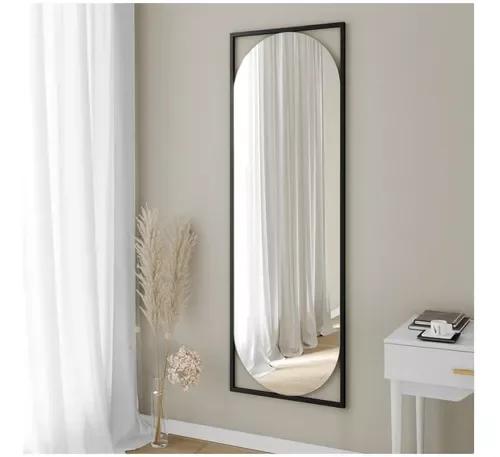 Ver imagem 1 de Espelho Grande Corpo Inteiro Geométrico Moldura Metal 170x60:preto