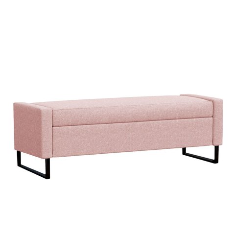 Recamier Bau Paris Base de Metal 1,20m Suede Rosa Bebe - Inova Decorações