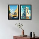 Ver imagem 1 de Kit 2 Quadros Posters Lisboa - Portugal 33x24cm:moldura Preta