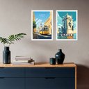 Ver imagem 2 de Kit 2 Quadros Posters Lisboa - Portugal 33x24cm:moldura Preta