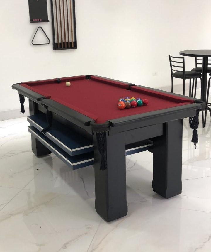 Mesa de Sinuca e Ping Pong - 1,96x1,06 - Bordo
