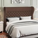 Ver imagem 7 de Kit Cabeceira Cama Box Casal 160cm Madrid com Puff Recamier Santorini Veludo Marrom