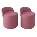 Ver imagem 2 de Kit 2 Puff Encosto Suede Redondo Sala Banco Orgânico Quarto:rose