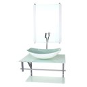 Ver imagem 1 de GABINETE DE VIDRO PARA BANHEIRO 60CM AC CUBA OVAL CHANFRADA BRANCO FULL COM TORNEIRA CROMADA