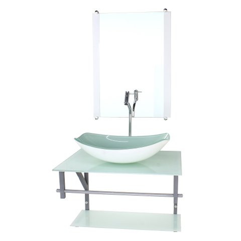 GABINETE DE VIDRO PARA BANHEIRO 60CM AC CUBA OVAL CHANFRADA BRANCO FULL COM TORNEIRA CROMADA