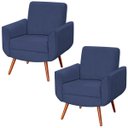 Ver imagem 1 de Kit 2 Poltronas para Sala e Escritório Pé Palito Milão Veludo Azul Marinho