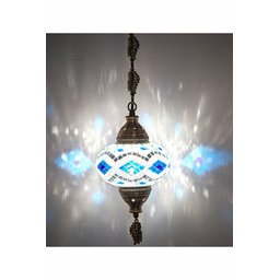 Lustre De Mosaico Turco Autêntico - Bleu&White Love XD7001 BW - 3