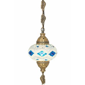 Lustre De Mosaico Turco Autêntico - Bleu&White Love XD7001 BW