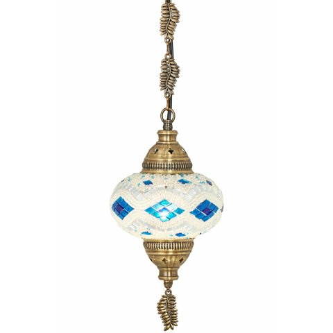 Lustre De Mosaico Turco Autêntico - Bleu&White Love XD7001 BW