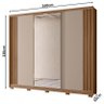 Guarda Roupa Casal Ambiente Arizona 3 Portas Carvalho Fendi com Espelho - Moval - 2