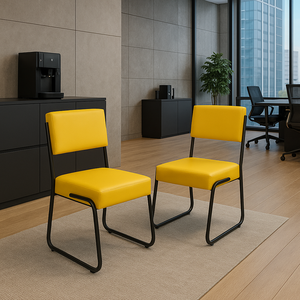 Kit Conjunto 2 Cadeiras Decorativa Flórida Sala de Jantar Escritório Cozinha Couro Sintético Amarelo