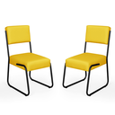Ver imagem 2 de Kit Conjunto 2 Cadeiras Decorativa Flórida Sala de Jantar Escritório Cozinha Couro Sintético Amarelo