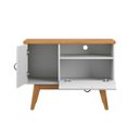 Ver imagem 6 de Rack com Painel Tv 90cm Sirius Branco Cinamomo Retrô Mdp Nicho e Pés de Madeira:branco/cinamomo