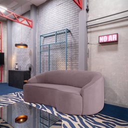 Sofá Curvo Montserrat 230cm 4 Lugares Veludo Rosa Queimado - Nexta Casa - 2