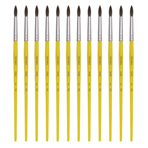 Pincel para Artesanato Pelo de Pônei N. 16 - 12 Unidades