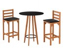 Ver imagem 1 de Conjunto Mesa Banquetas Alta Magic Luxo Puff Madeira Maciça Bistro Sala e Cozinha Hall Cor Preto
