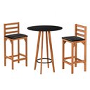 Ver imagem 1 de Conjunto Mesa Banquetas Alta Magic Luxo Puff Madeira Maciça Bistro Sala e Cozinha Hall Cor Preto