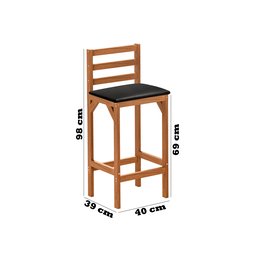 Conjunto Mesa Banquetas Alta Magic Luxo Puff Madeira Maciça Bistro Sala e Cozinha Hall Cor Preto - 7