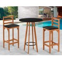 Ver imagem 2 de Conjunto Mesa Banquetas Alta Magic Luxo Puff Madeira Maciça Bistro Sala e Cozinha Hall Cor Preto