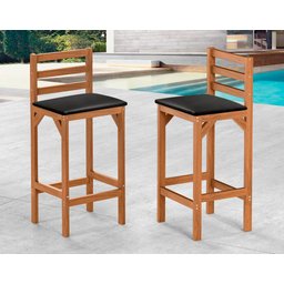 Conjunto Mesa Banquetas Alta Magic Luxo Puff Madeira Maciça Bistro Sala e Cozinha Hall Cor Preto - 4