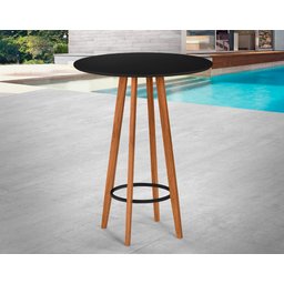 Conjunto Mesa Banquetas Alta Magic Luxo Puff Madeira Maciça Bistro Sala e Cozinha Hall Cor Preto - 5