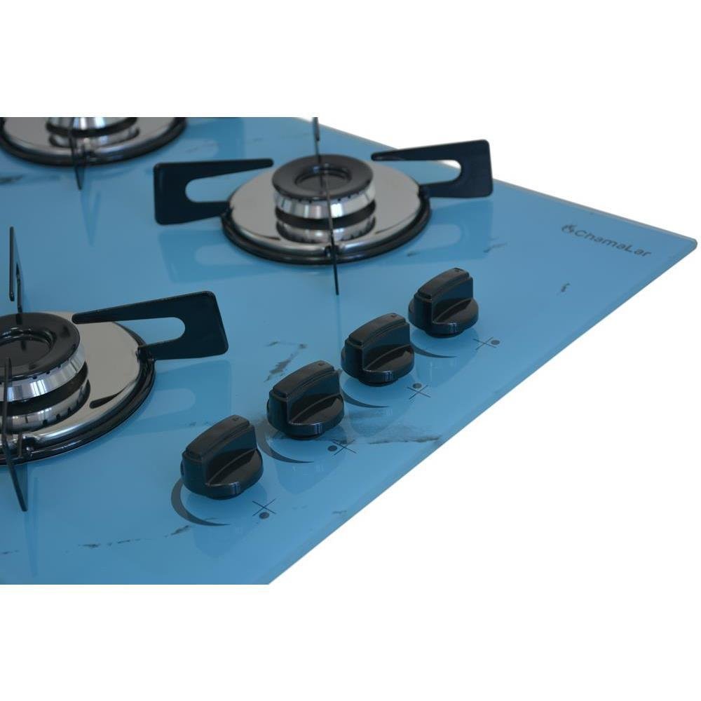 Fogão Cooktop a Gás Chapa 4b Bocas Ultra Chama 127/220v Marmorizado Marmo Azul - 3