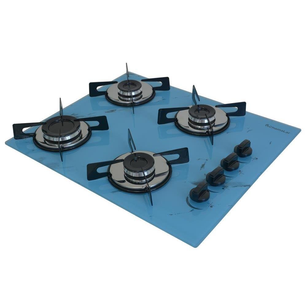 Fogão Cooktop a Gás Chapa 4b Bocas Ultra Chama 127/220v Marmorizado Marmo Azul - 2