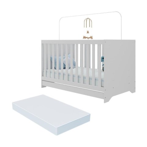 Berço Americano 3 em 1 com Colchão Incluso Multimóveis Mp0527pa Branco