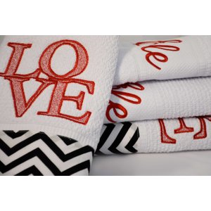 Jogo de Banho Noblesse Luxo Bordado 5 Pecas Branco Love^