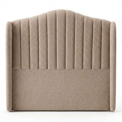 Cabeceira Estofada Cama Box Queen Arya 160cm Moderna Premium Bouclê Capuccino - Desk Design