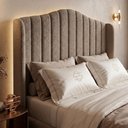 Ver imagem 2 de Cabeceira Estofada Cama Box Queen Arya 160cm Moderna Premium Bouclê Capuccino - Desk Design