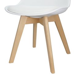 Kit 4 Cadeiras Charles Eames Leda Design Wood Estofada Base Madeira - Branca - 5