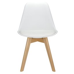 Kit 4 Cadeiras Charles Eames Leda Design Wood Estofada Base Madeira - Branca - 4