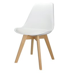 Kit 4 Cadeiras Charles Eames Leda Design Wood Estofada Base Madeira - Branca - 2