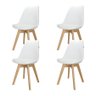 Kit 4 Cadeiras Charles Eames Leda Design Wood Estofada Base Madeira - Branca - 1