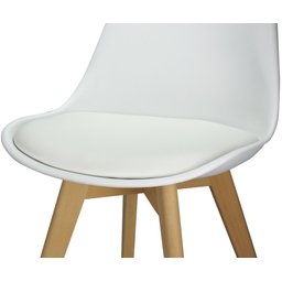 Kit 4 Cadeiras Charles Eames Leda Design Wood Estofada Base Madeira - Branca - 6