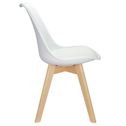 Kit 4 Cadeiras Charles Eames Leda Design Wood Estofada Base Madeira - Branca - 3