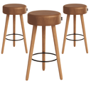 Ver imagem 1 de Kit 3 Banquetas Alta 80cm Estofada Corino Café Retrô Pé Palito Cozinha Área Gourmet Balcão Bancada