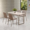 Ver imagem 1 de Conjunto para Sala de Jantar com 4 Cadeiras Dora Bege/Champagne/Escuro/Marrom/Off White
