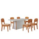 Ver imagem 2 de Mesa de Jantar Diane 180cm Tampo Mdf Vidro Canto Copo com 6 Cadeiras Copper