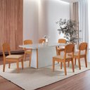 Ver imagem 1 de Mesa de Jantar Diane 180cm Tampo Mdf Vidro Canto Copo com 6 Cadeiras Copper