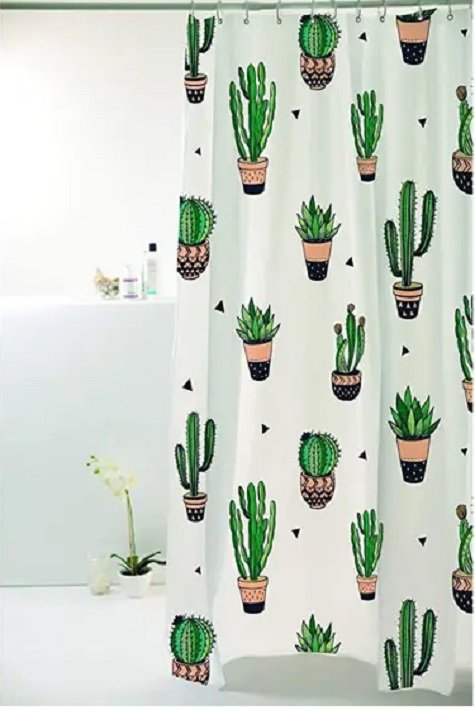 Cortina para Box Poliéster 198cm X 180cm Uzoo Cactus - 1