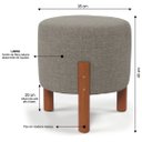 Ver imagem 2 de 2 Puf Puff Redondo com Pés em Madeira 35x35cm Tecido em Linho Cor Cinza