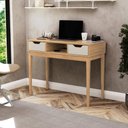 Ver imagem 2 de Escrivaninha com 1 Nicho 2 Gavetas Mdp 100x45x86cm Mel Off White Mb 1099 Movelbento