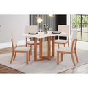 Ver imagem 1 de Conjunto: Mesa de Cozinha Natalí C/ Tampo Madeirado C/ Vidro Reto 120x80cm e 4 Cadeiras Milla
